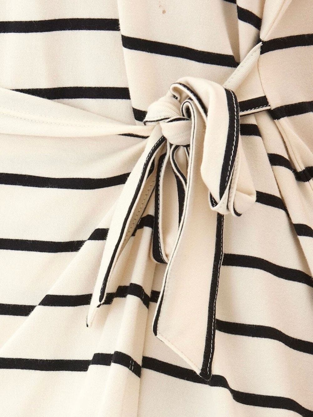 Threads 4 Thought Striped Wrap Dress , Tie Accent , Short Sleeve White/ Black - Picture 12 of 14